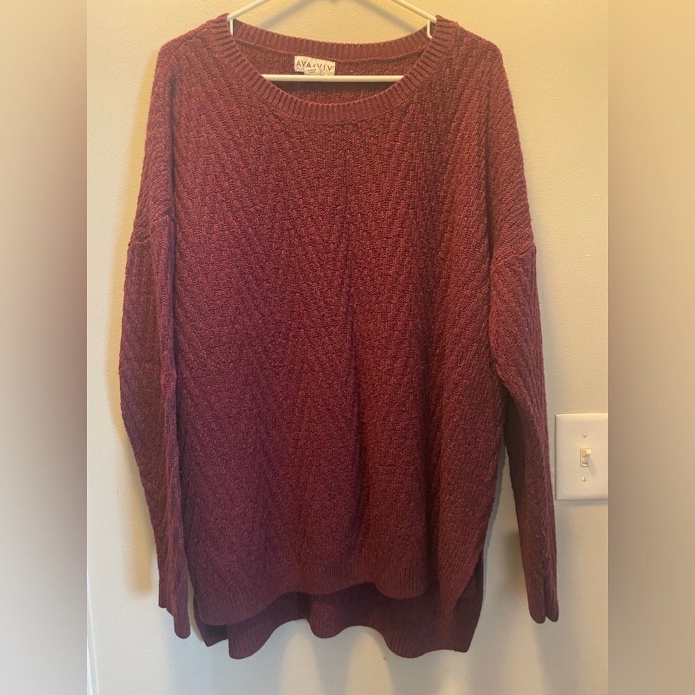 Ava & Viv Burgundy Crew Neck Sweater